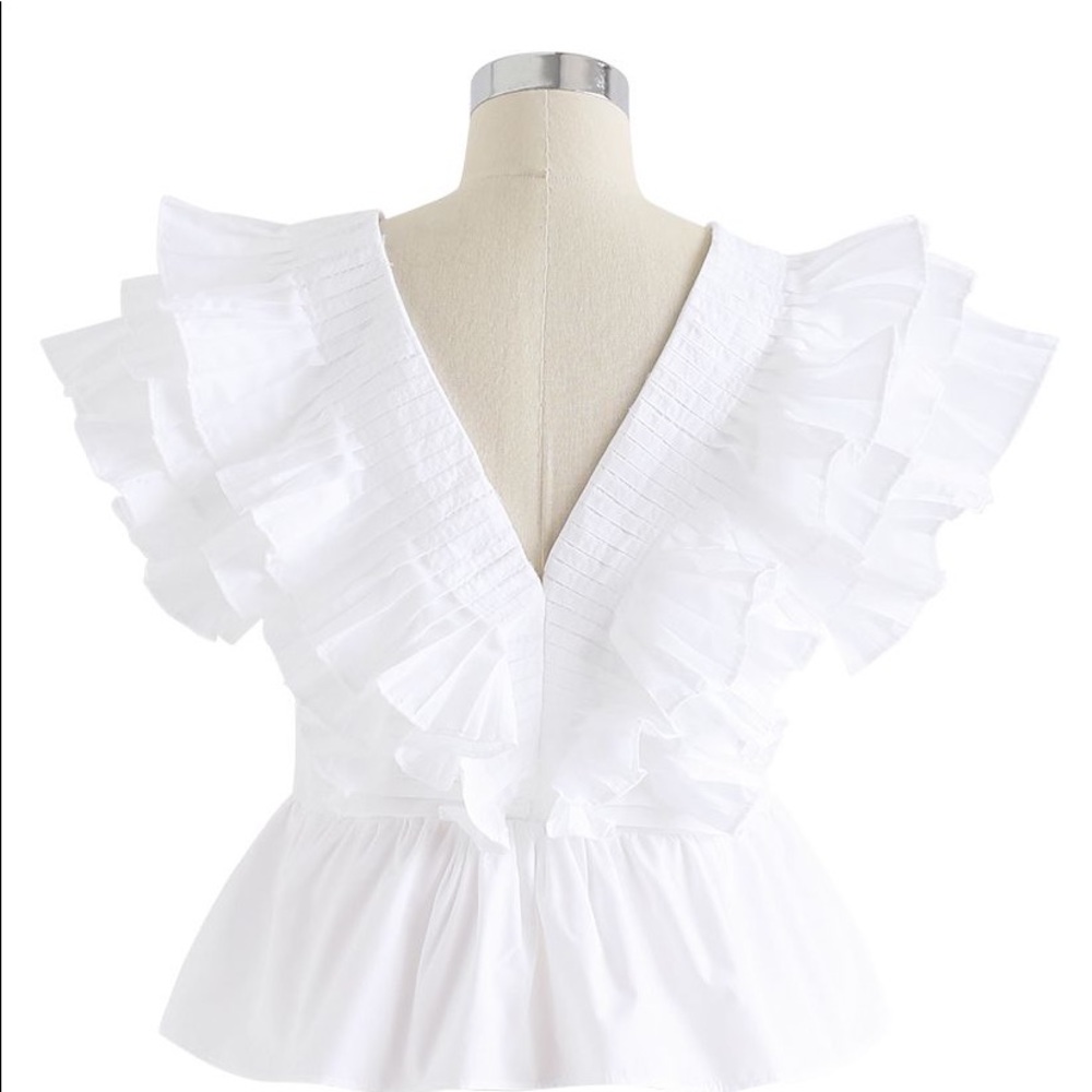 zara white ruffle top
